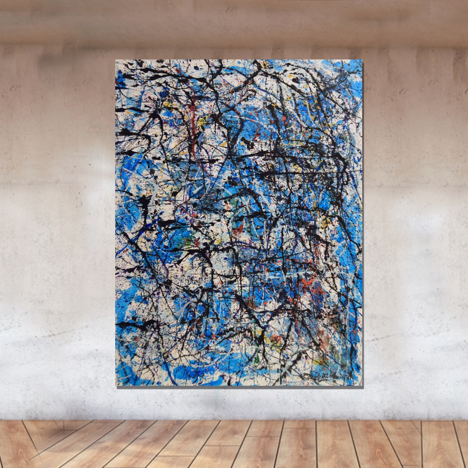 Pollock/Richter style Professional Painting 81” X 62”(6ft 9in)Abstract Modern XL