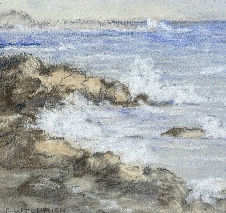 FRANK CUPRIEN / LAGUNA BEACH SEASCAPE PLEIN AIR / Mixed Media / ~6 x 8” / Framed