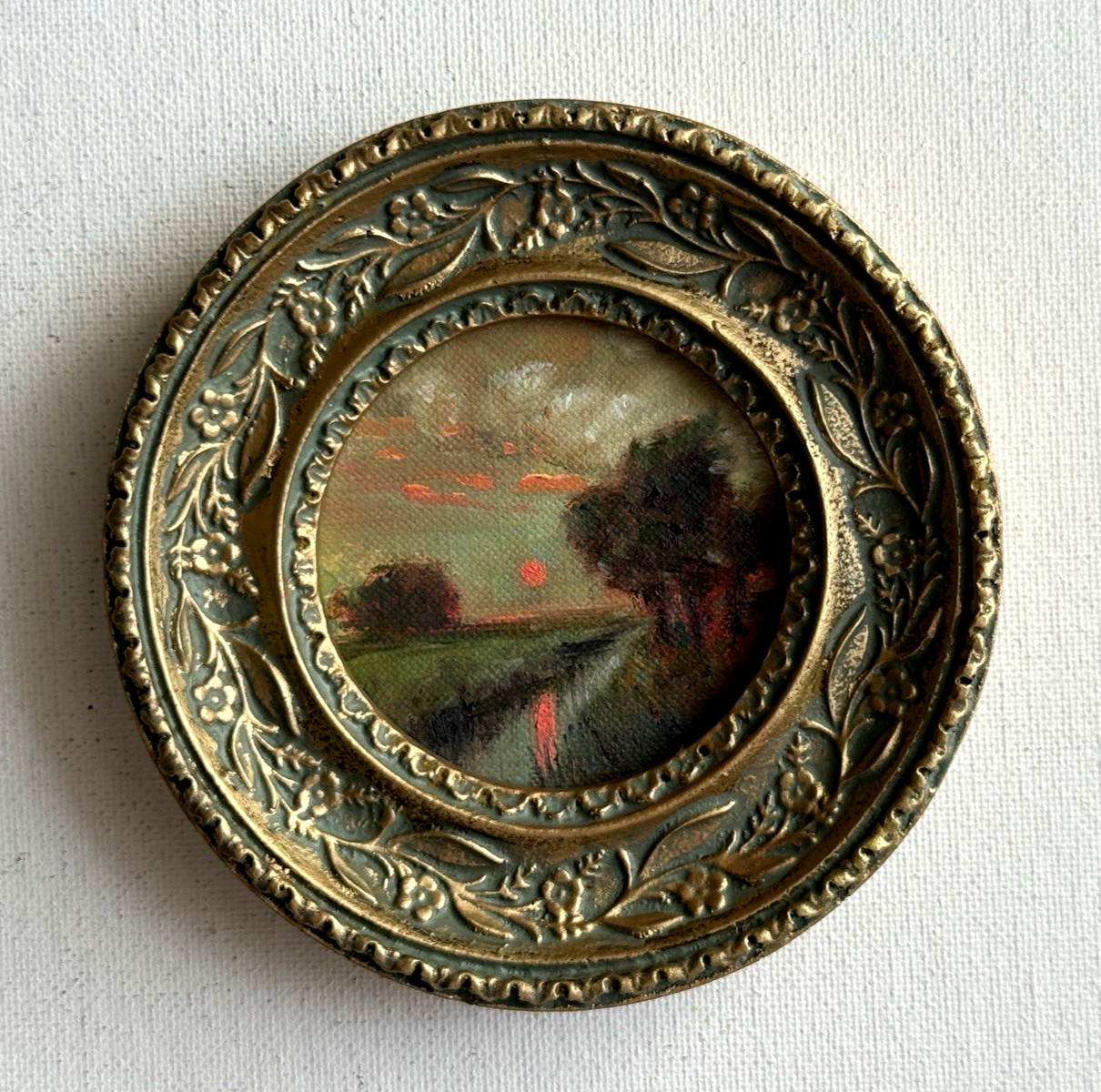 Miniature Moody Landscape – Original Oil Painting Small Collectible Artwork