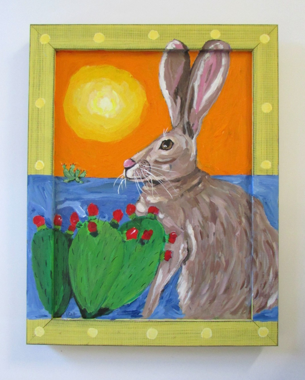 Lori Colt Folk Art Southwestern New Mexico Jack Rabbit Painting