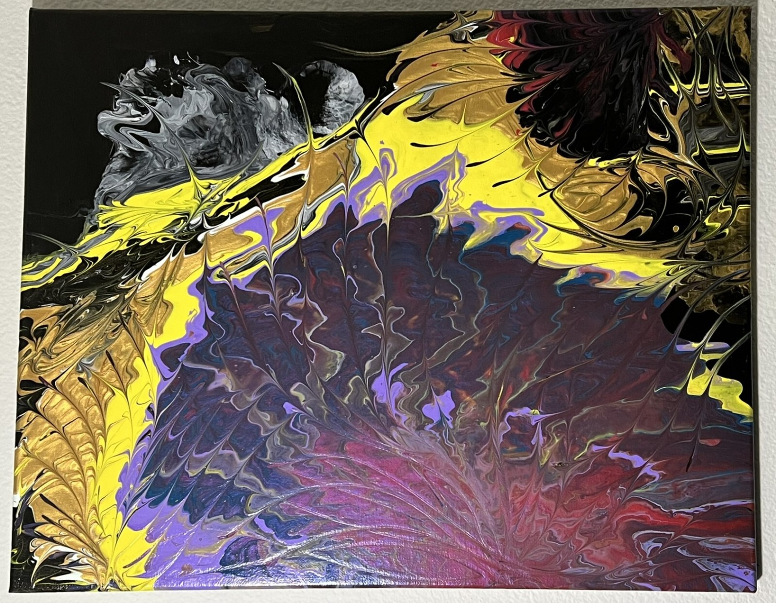 Vibrant Abstract Acrylic Pour Painting – Unique Fluid Art on Canvas 16” x 20″