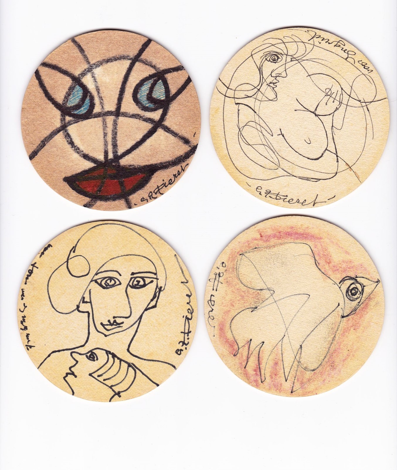 25x art work Gerard Fieret, painting & sketch on Brand beer coaster / bierviltje