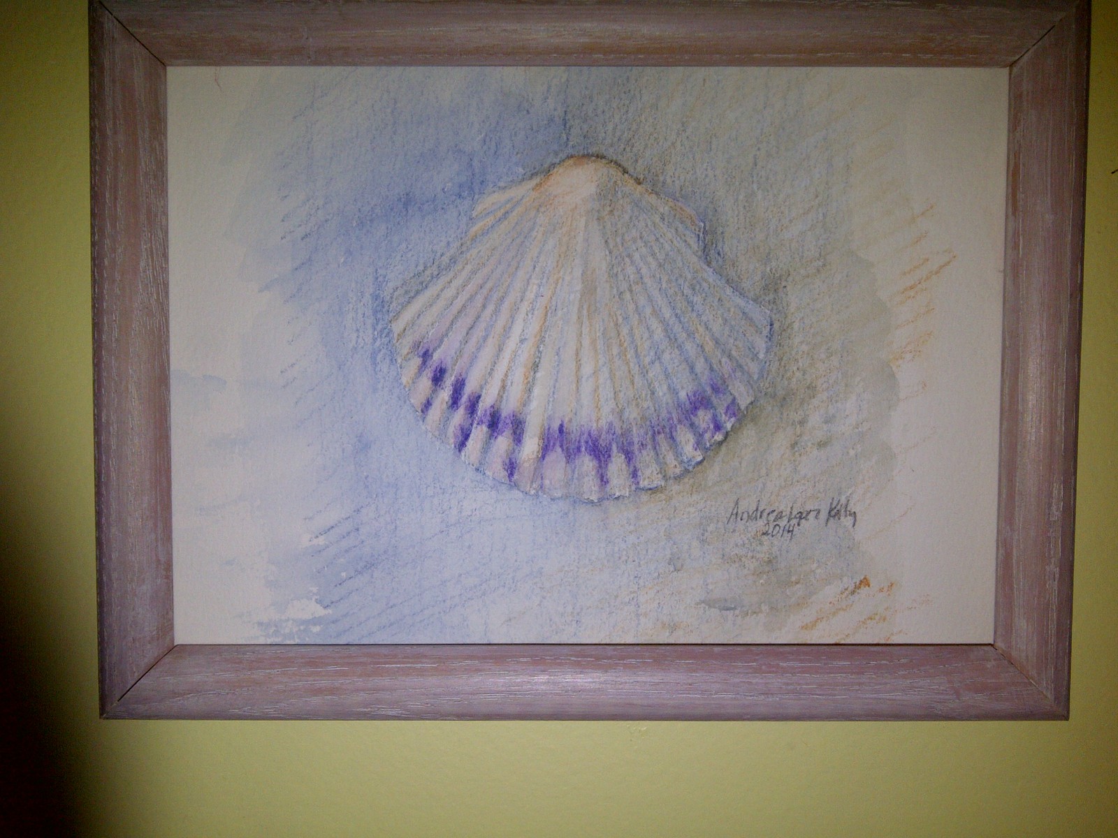 Captiva Shell frame original watercolor 2000-Now small up to 14in US artist sign