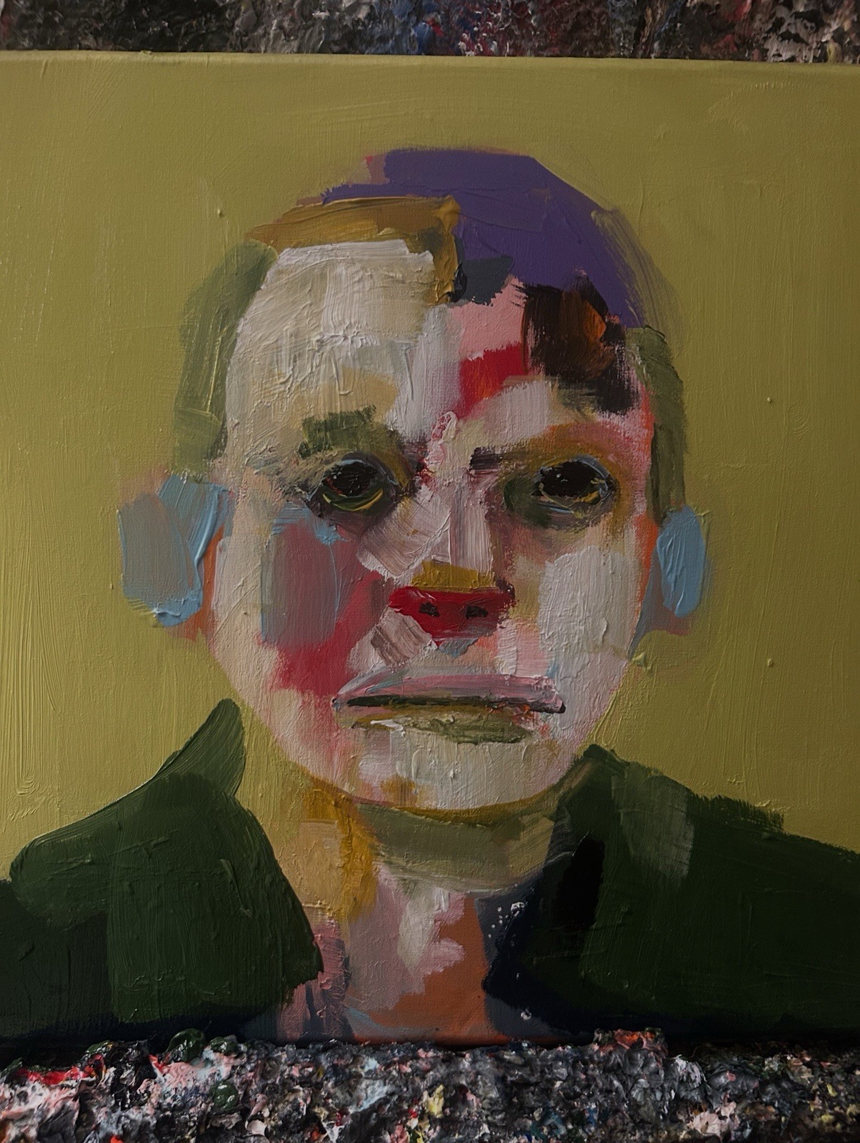 PARSONS PEOPLE Abstract Portrait Painting. 12×12. Canvas. Acrylic. Signed.