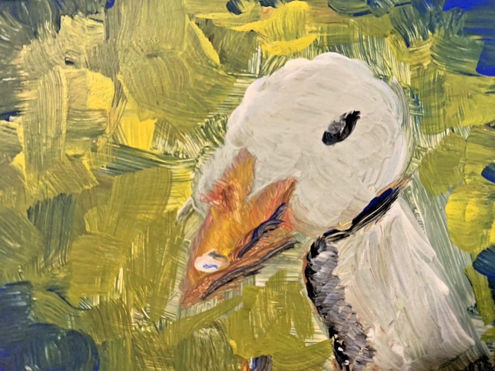 ACEO Original White Goose Duck Pet Painting Original Geese Artwork Bird Art
