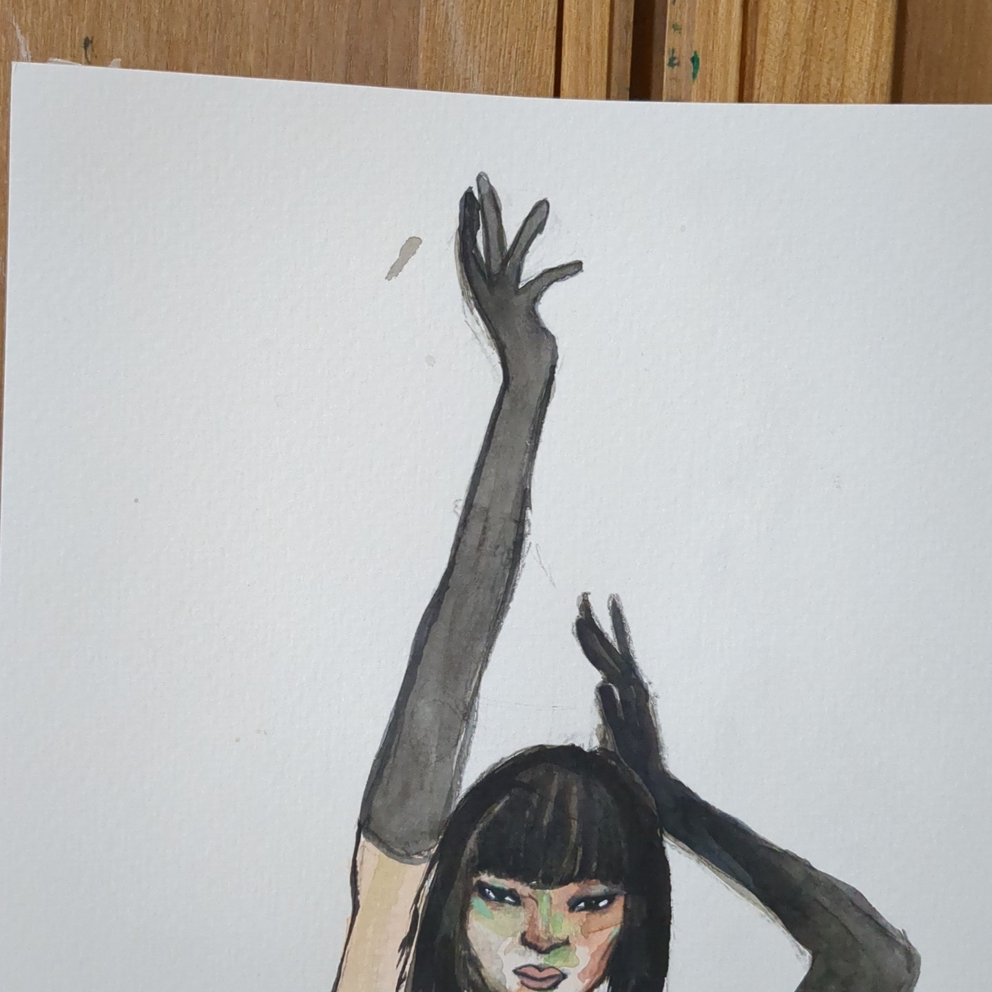 Original Watercolor Painting Fashion Illustration 9×12 on Paper JJ