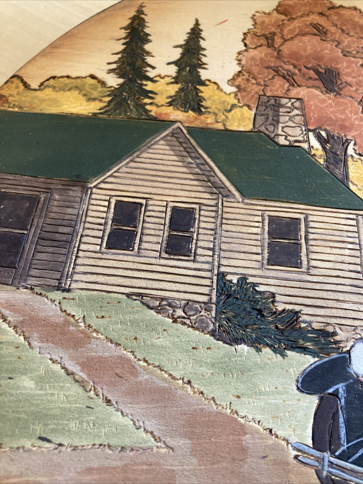 Pyrography Fall Landscape Wood Burning Marie Thompson Art Cabin Collie Vrg Car