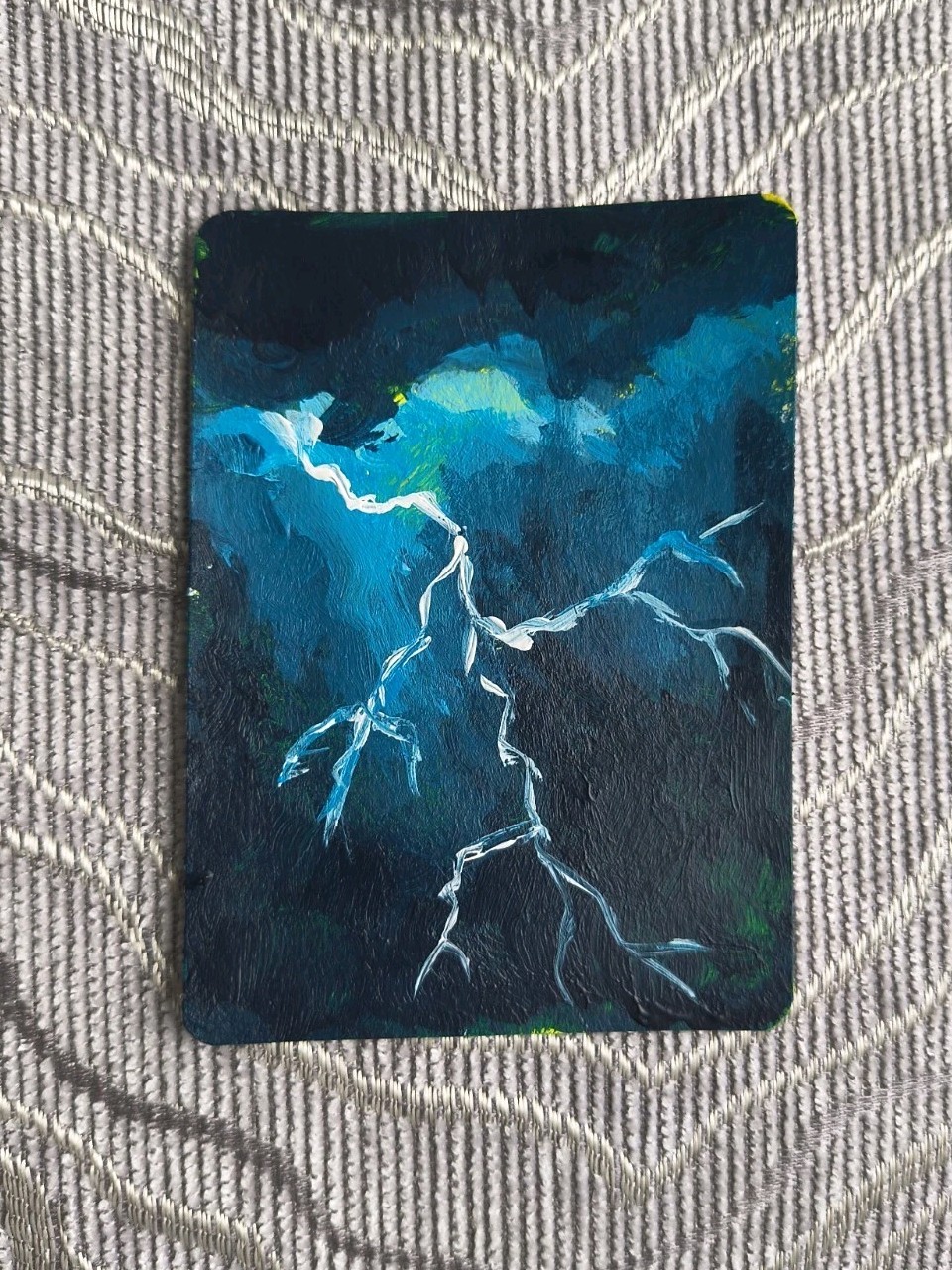 ACEO Original, Lightning Landscape, Acrylic Painting,2.5×3.5in-by craftyleaf_art
