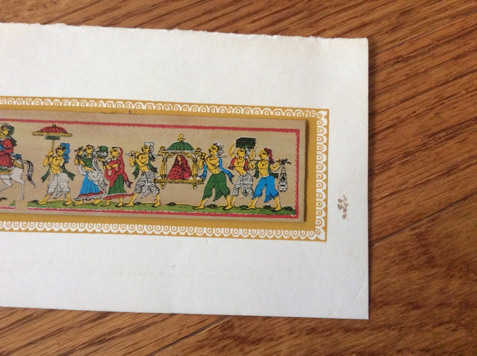 Asian handmade painting dry banana leaf Christmas King wedding trumpet band VTG