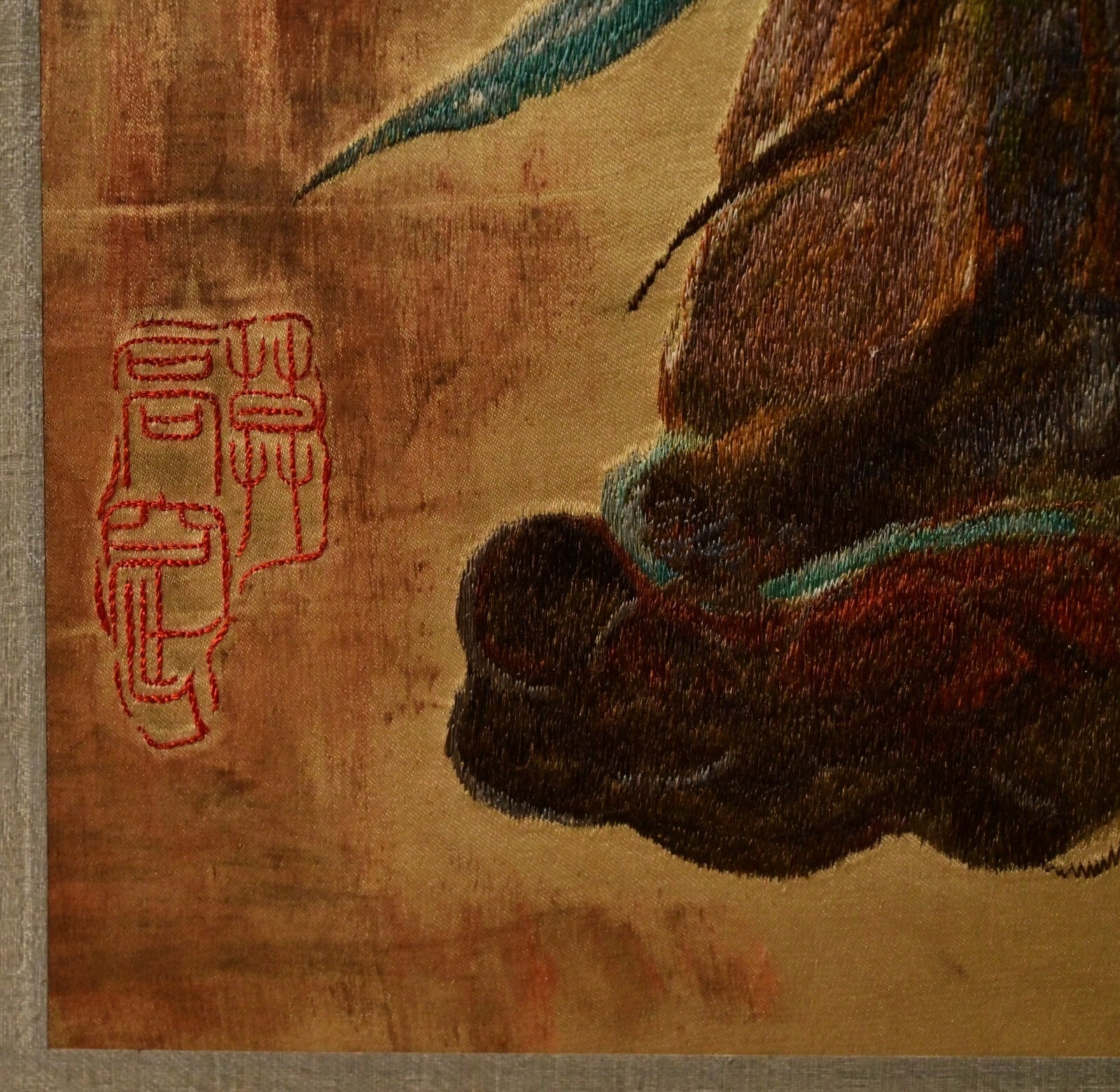 Chinese Antique Original Vintage Signed Asian Buddha Silk Scroll Brush Painting