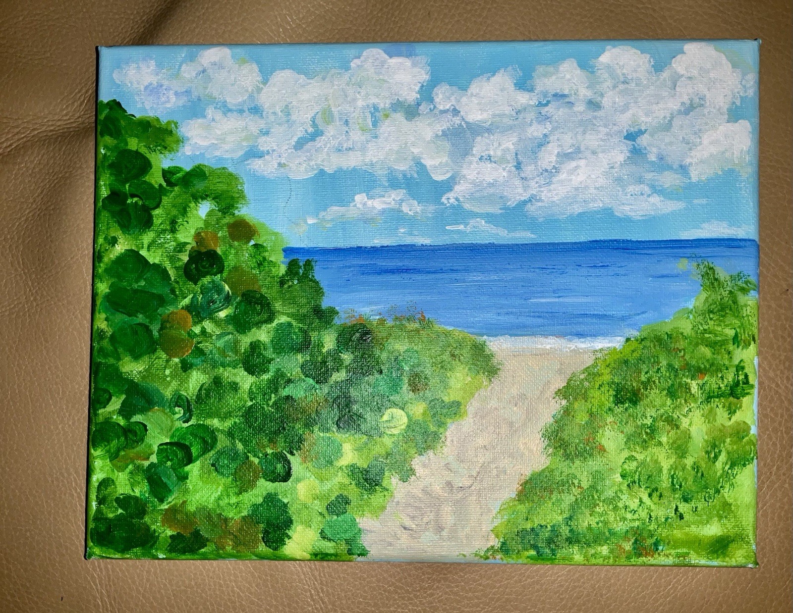 8×10”acrylic Painting Of Florida Beach Walkway On Canvas.