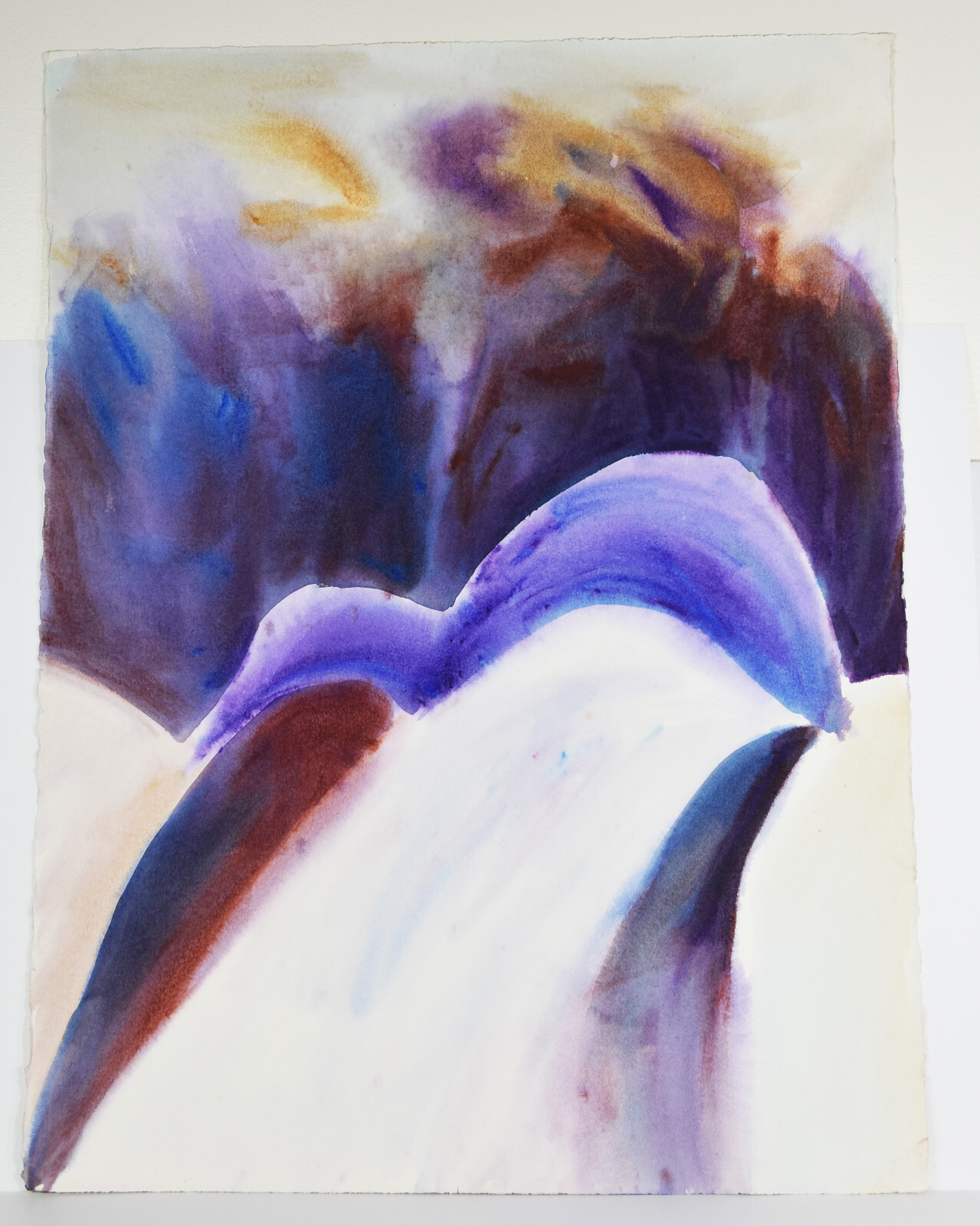 30″ Watercolor Painting Paper Carolynn Mann Art Abstract Shapes Purple #61 Decor