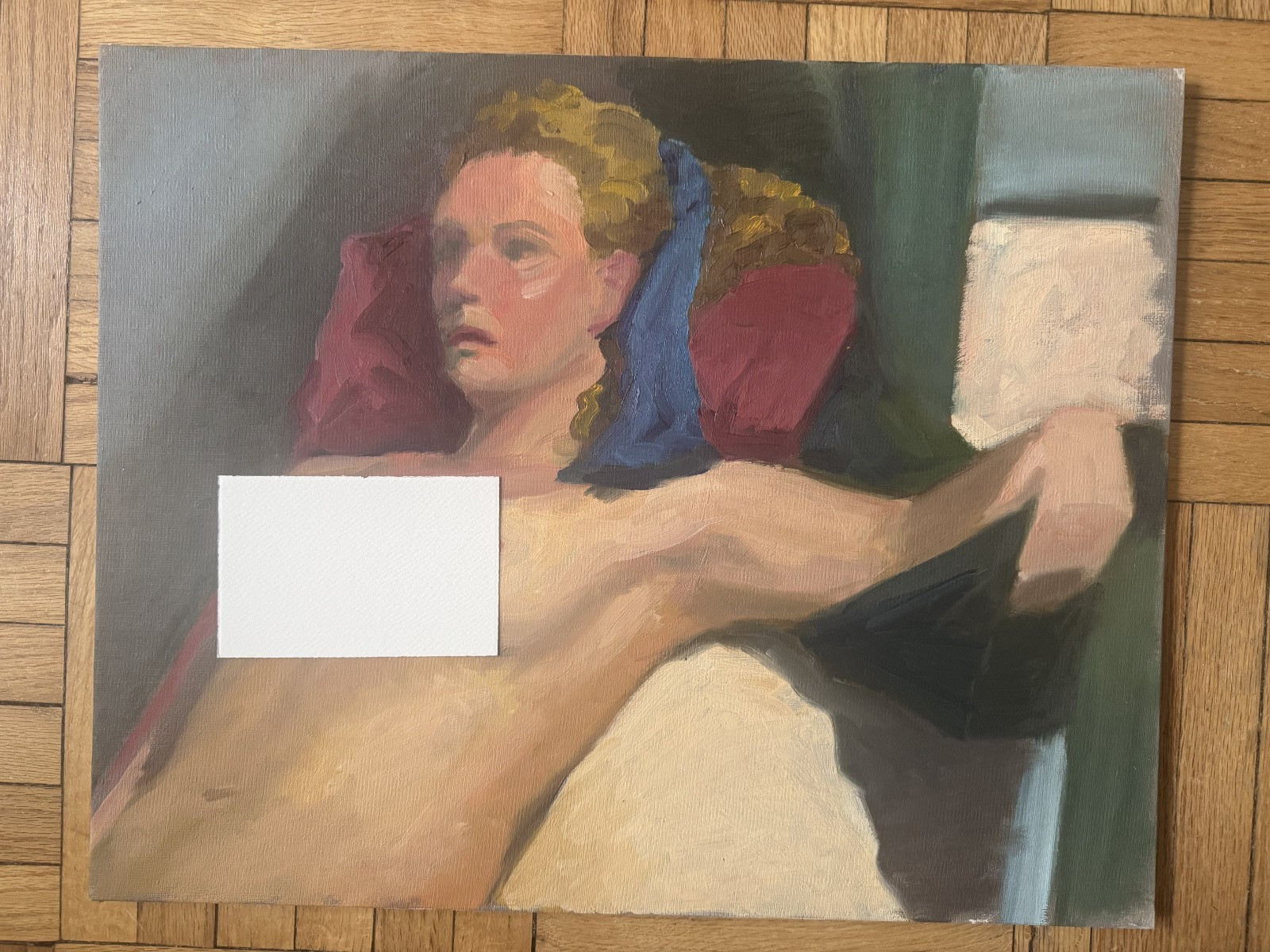 Vintage Academic Portrait Acrylic Board Reclining Woman 16 x 20 Peter Feldman
