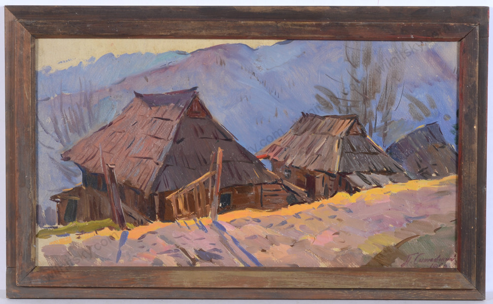 Pavel Singaevski (b.1922), «Carpathian Village», Oil Painting, 1959