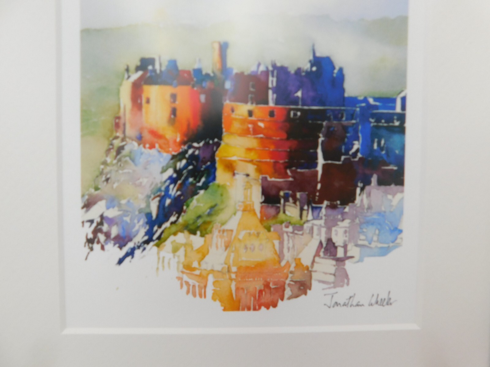 Jonathan Wheeler Scottish Edinburgh Castle Signed Watercolor Small Metal Framed