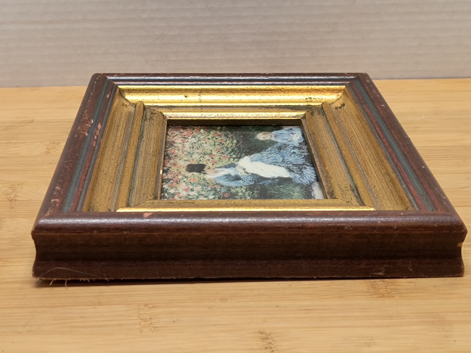 CLAUDE MONET COLOR PRINT OF «CAMILLE MONET AND A CHILD IN THE GARDEN» Framed VTG