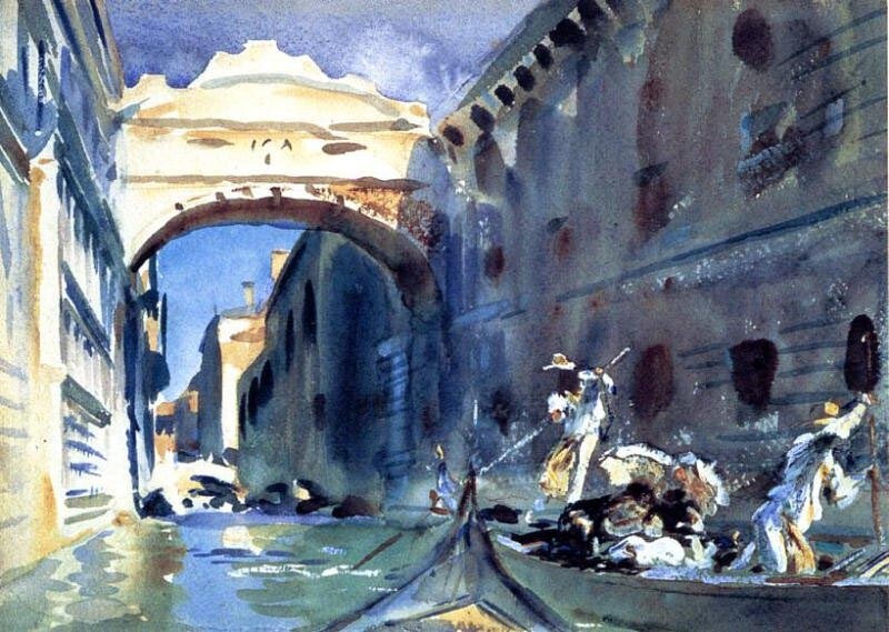 Oil painting impression landscape venice art Bridge-of-Sighs-John-Singer-Sargent