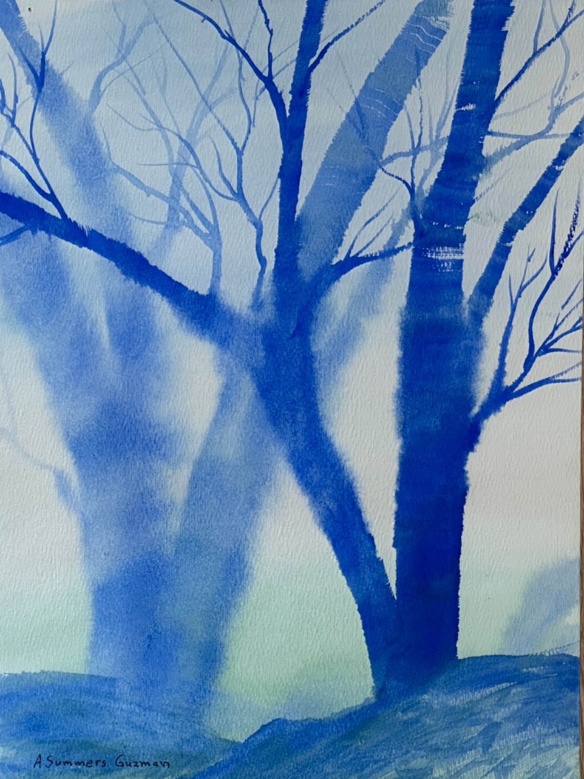 ALICE GUZMAN ORIGINAL WATERCOLOR PAINTING 15″ X 11″ NEW MEXICO ARTIST 1980’S