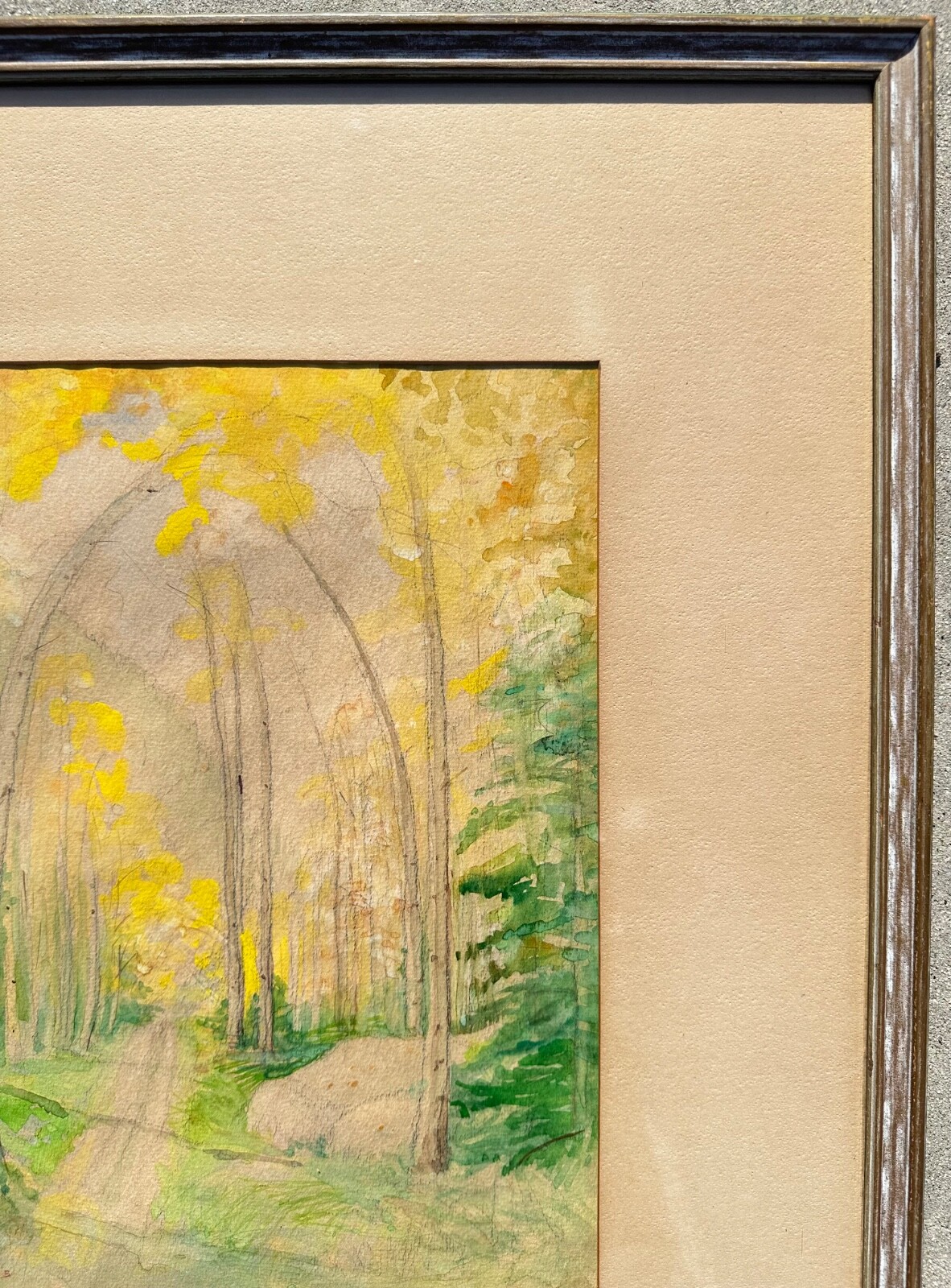 Bert G. Phillips (1868–1956) Watercolor Aspen Forest Path Scene Painting