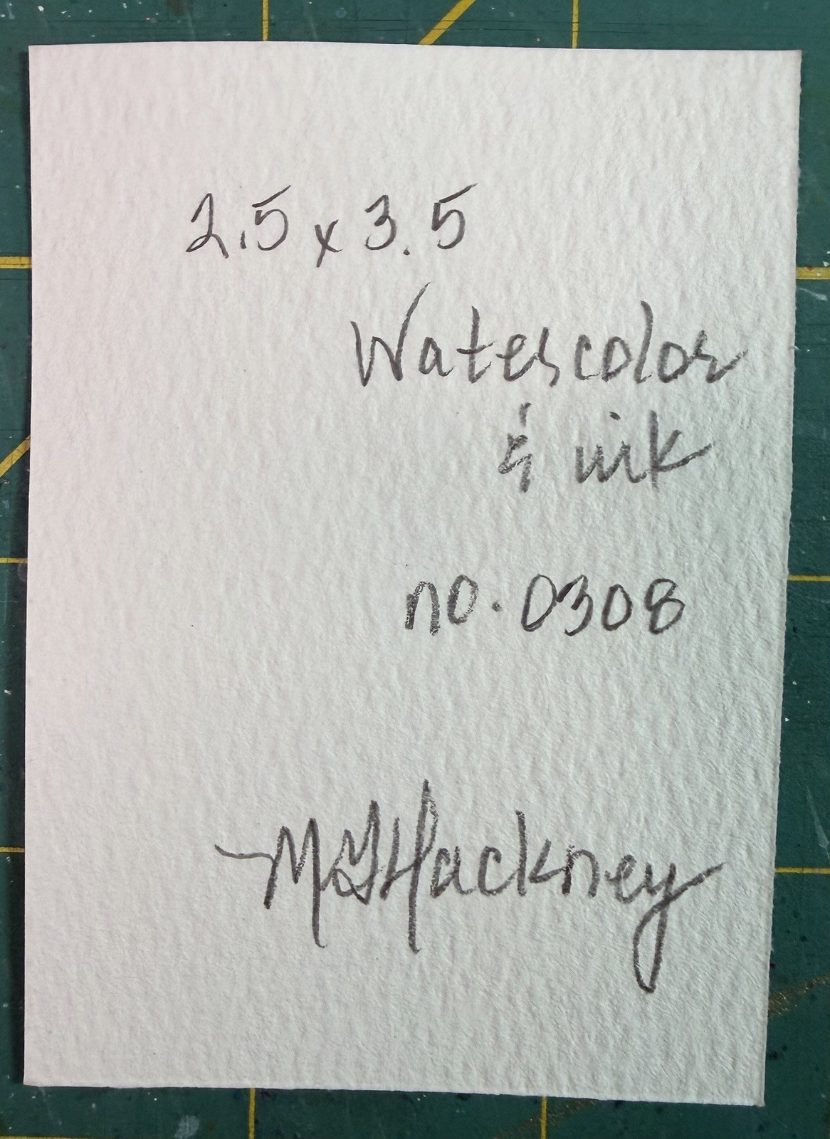 ACEO Painting by M. Hackney Flower Botanical Watercolor & Ink, Signed, 2.5×3.5″
