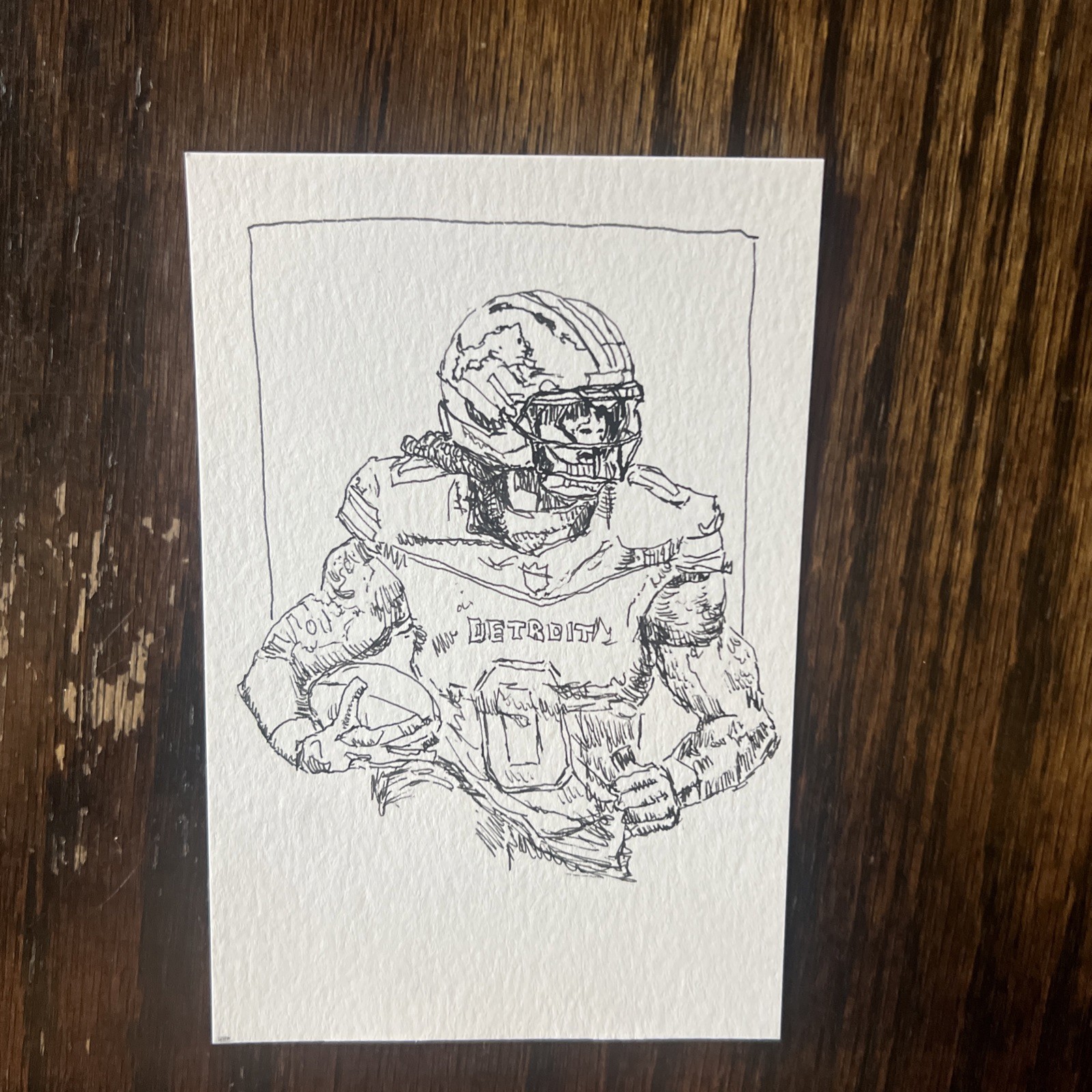 Jahmyr Gibbs #0 Detroit Lions Original Ink Art 4×6 In