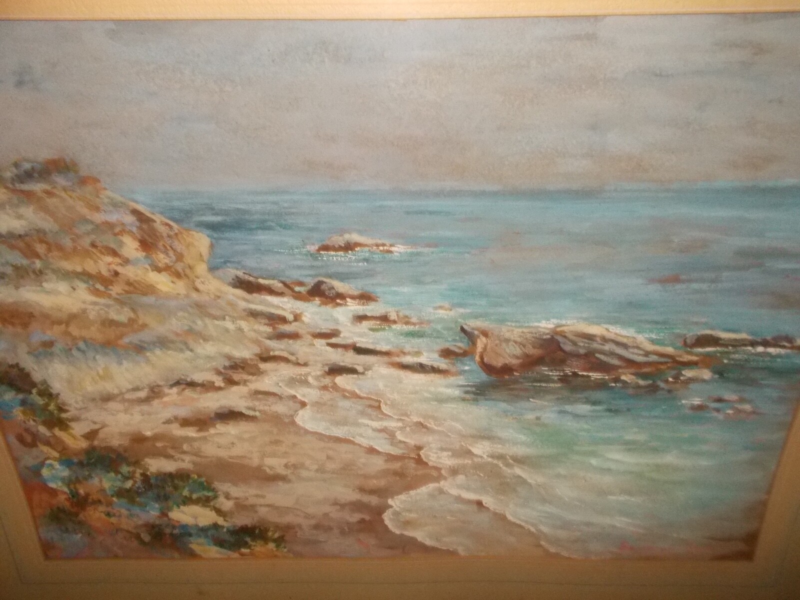 Seascape Watercolor signed Seymour Thomas, Original 1945 California Coastline