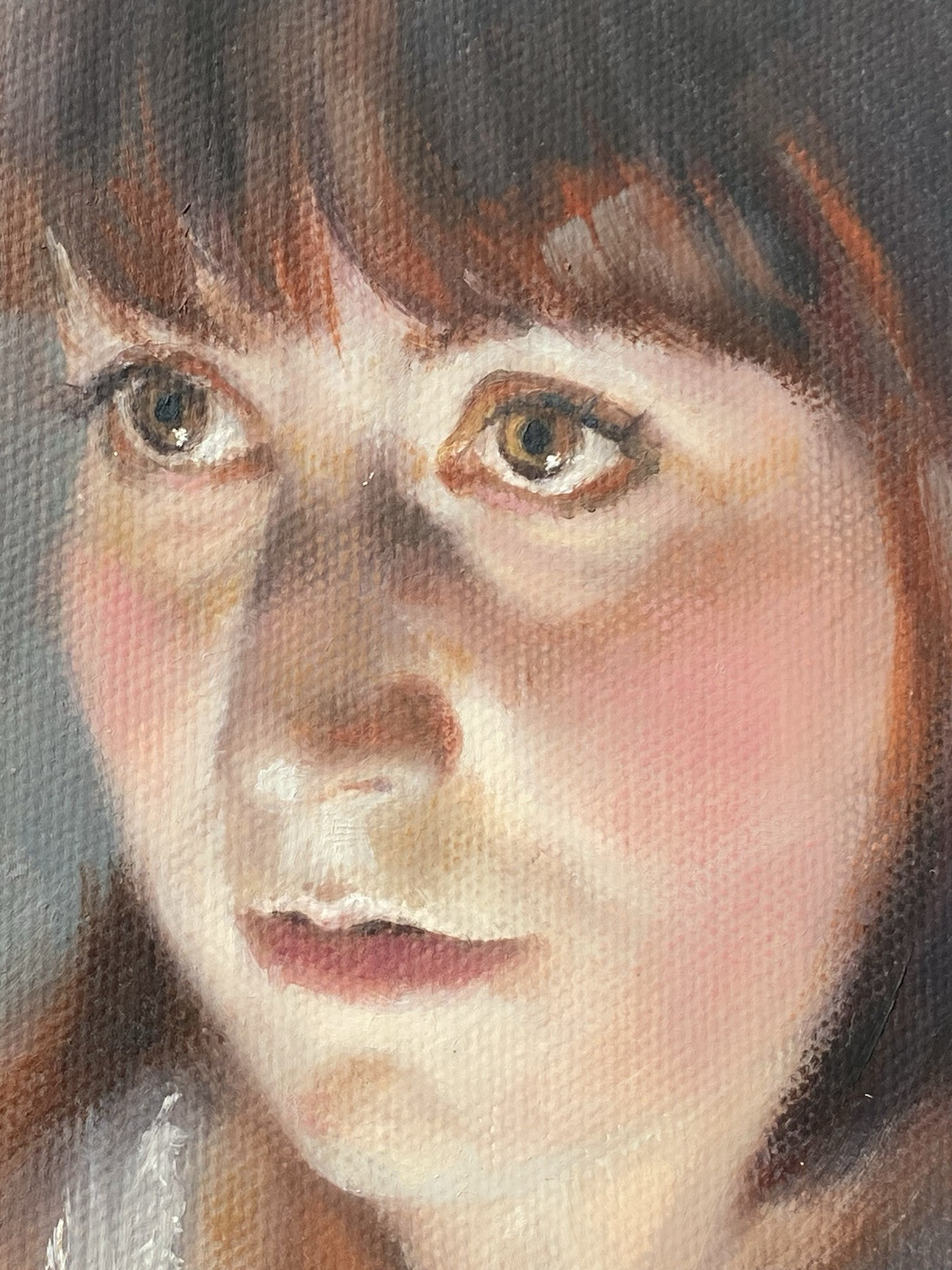 JA Contemporary VTG Modern Realism Luminous Female Portrait Figurative Painting