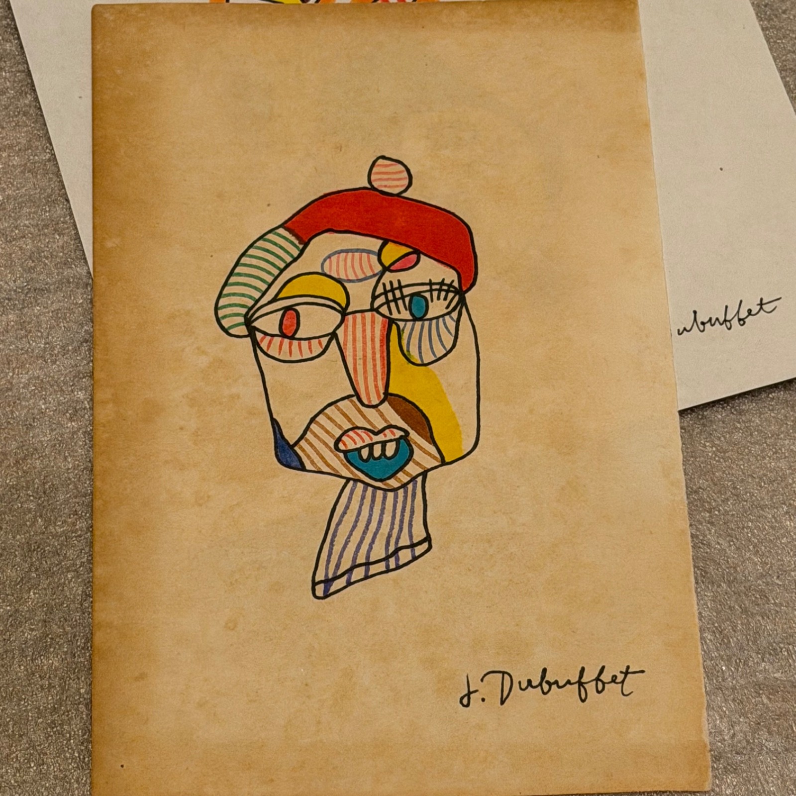 Jean Dubuffet Style Outsider Art Drawings Lot 3 Signed Ink Gouache Paper Vintage