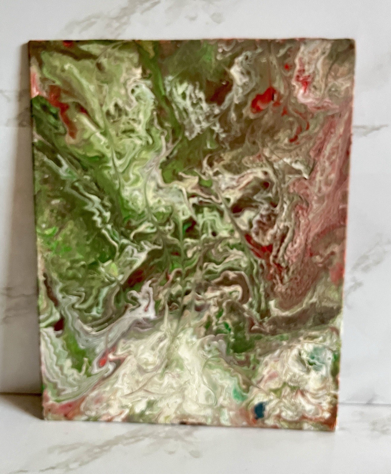 Abstract Acrylic Pour On Canvas Panel Hand Painted Art -Size: 10” X 8”Unframed