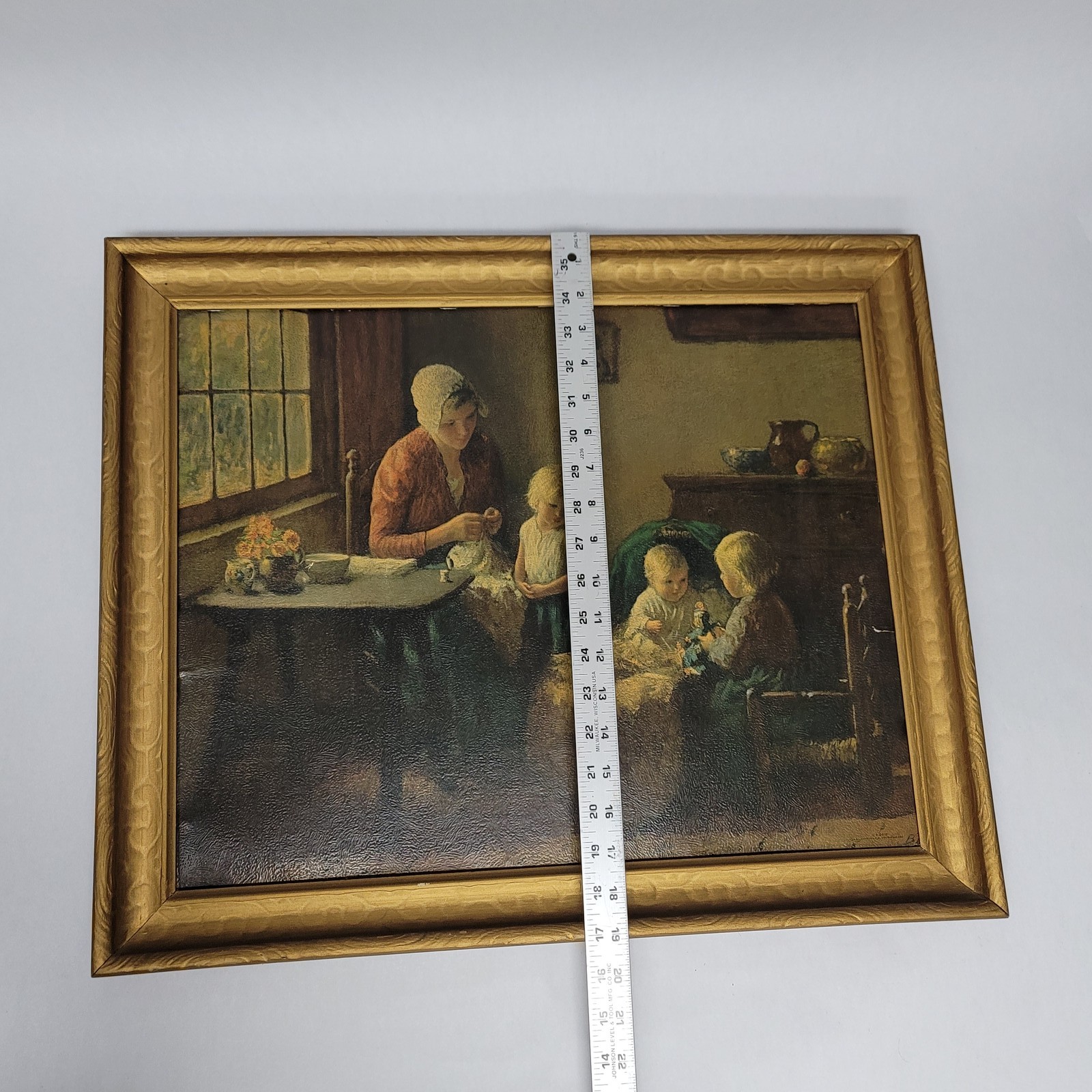 Bernard Pothast Lithograph Mother & Children Domestic Scene Vintage Wall Art