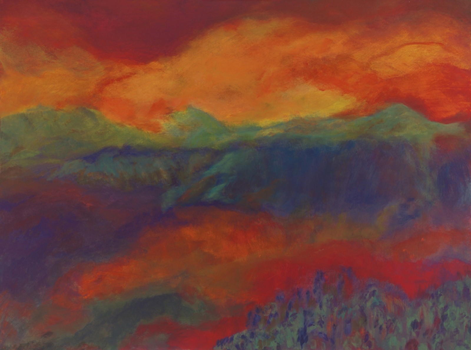TITLE: GREEN MOUNTAIN /ACRYLIC ON CANVAS/ 30” x 40”x 1.5″ /F. GEOFFREY JOHNSON