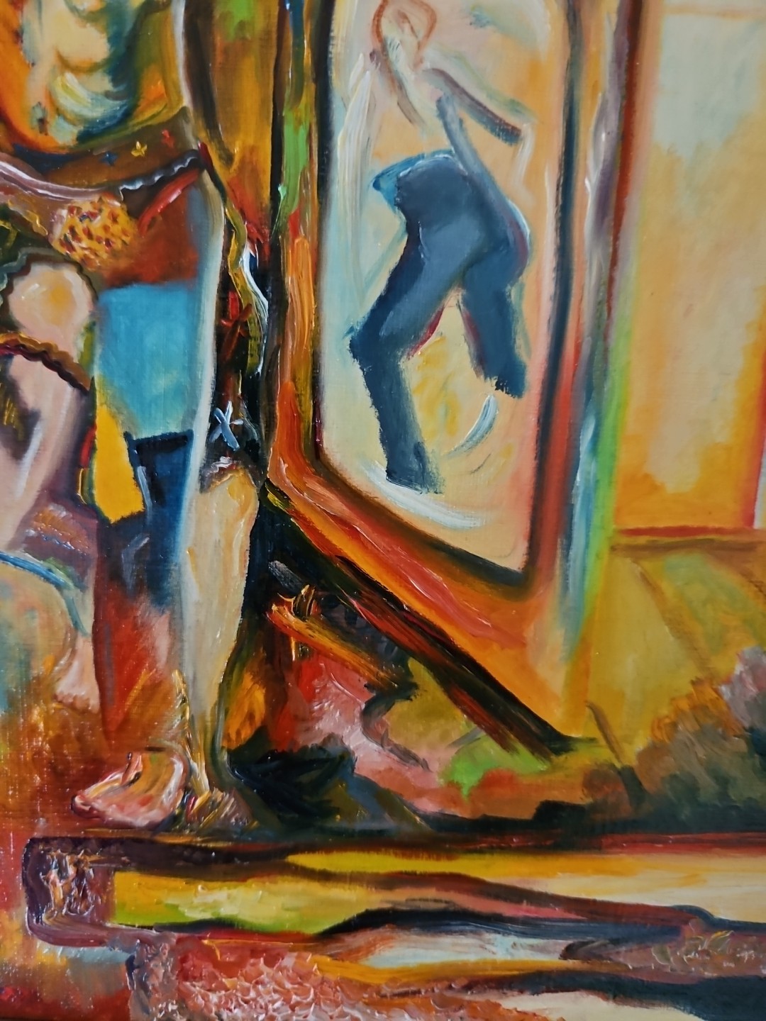 Original VTG 1985 Abstract Art Oil On Linen «Showboat» Framed Michael B.Stuart