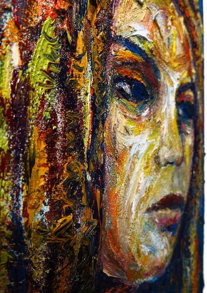 ORIGINAL OIL PAINTING VINTAGE█GIRL EXPRESSIONIST█ART ABSTRACT 2026 YOUNG WOMAN
