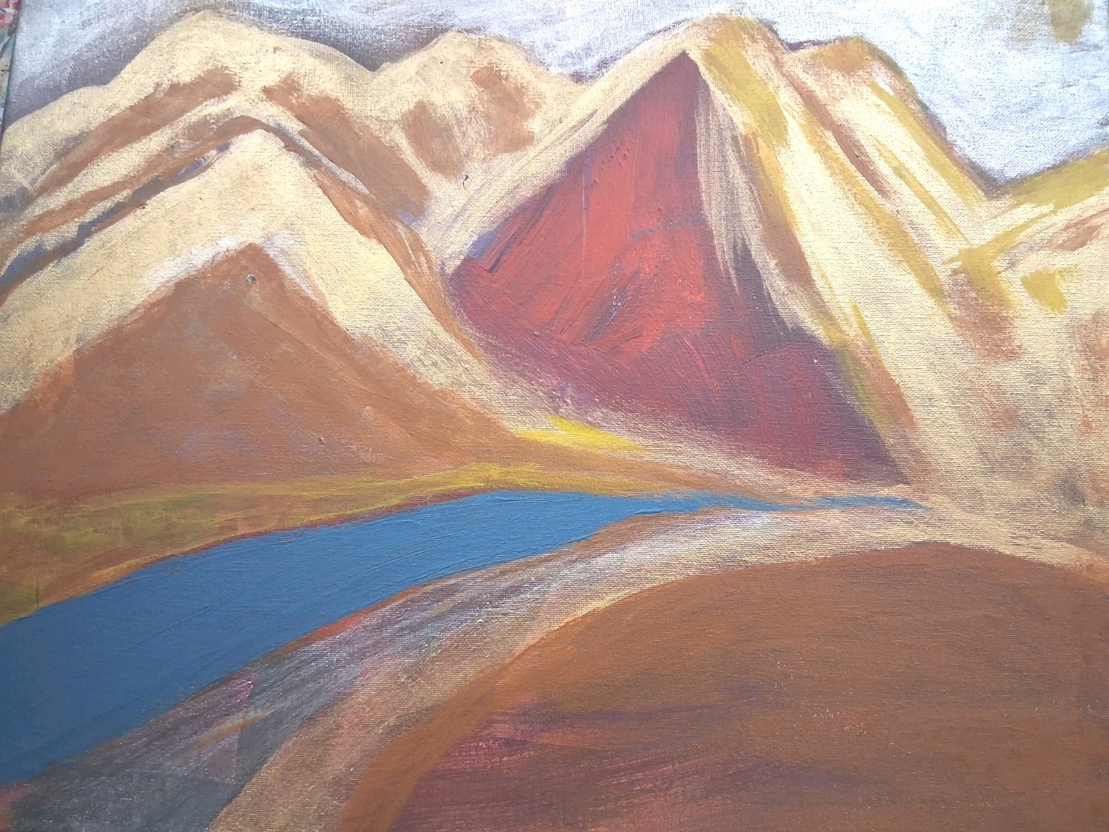 Original Art Painting Acrylic Canvas 20″ x 16″ Modern Abstract Mountain Range