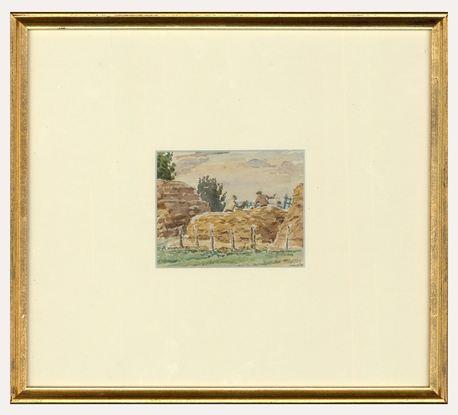 Hervey Cadwallader Adams RBA (1903-1996) – Watercolour, Stacking Hay