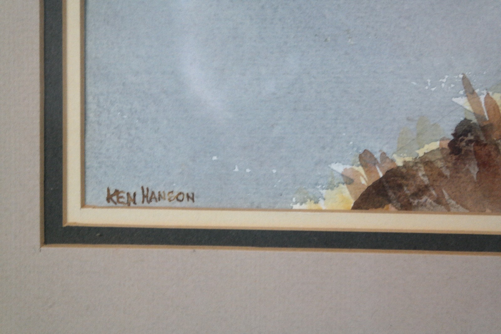 Ken Hanson Signed Bridge Landscape Original Watercolor. Canadian listed artist