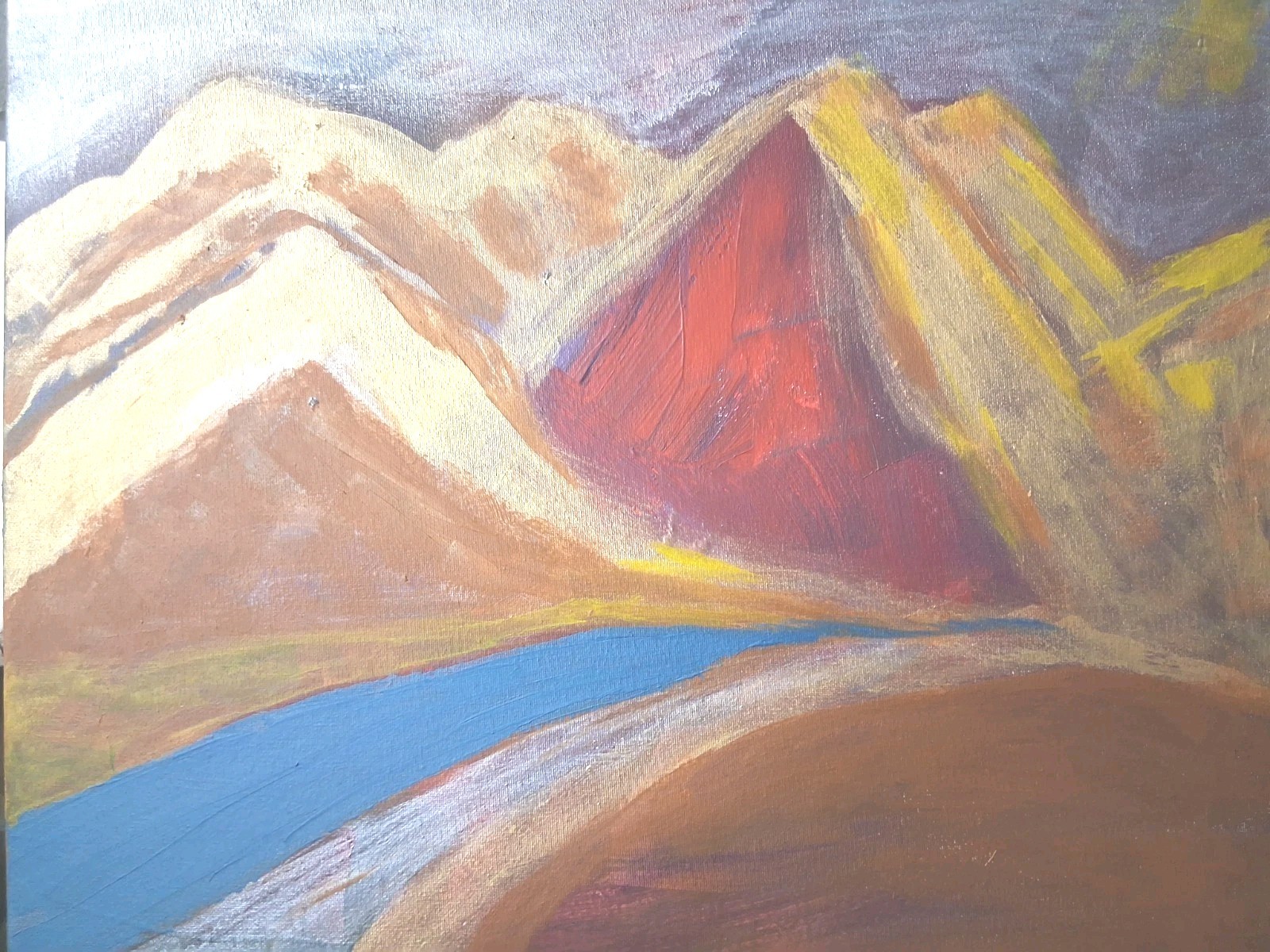 Original Art Painting Acrylic Canvas 20″ x 16″ Modern Abstract Mountain Range