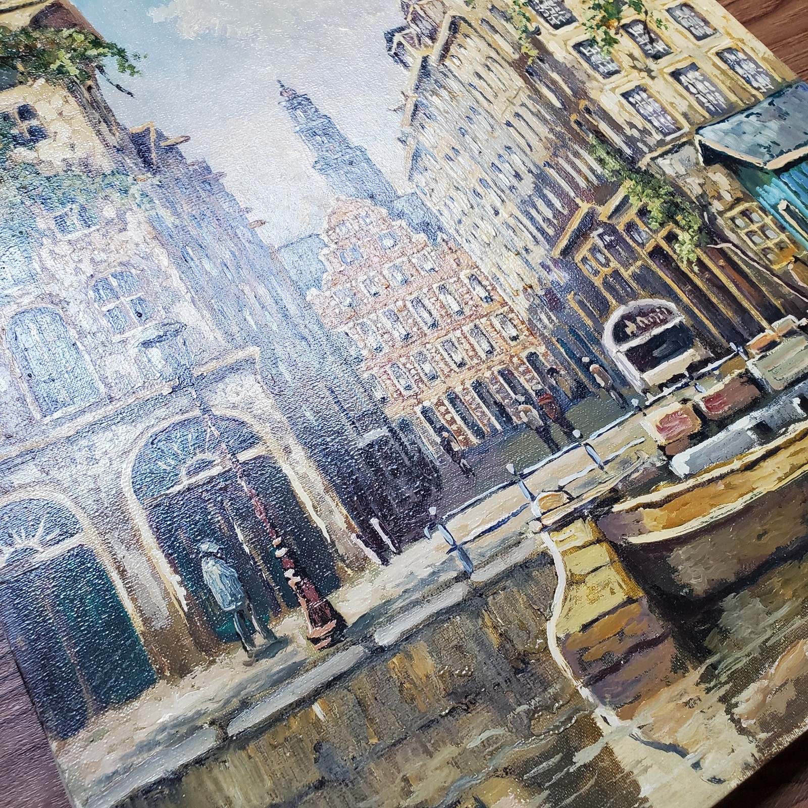 MCM JAN VAN BEEK Original Amsterdam Netherlands Canal Oil Painting Signed