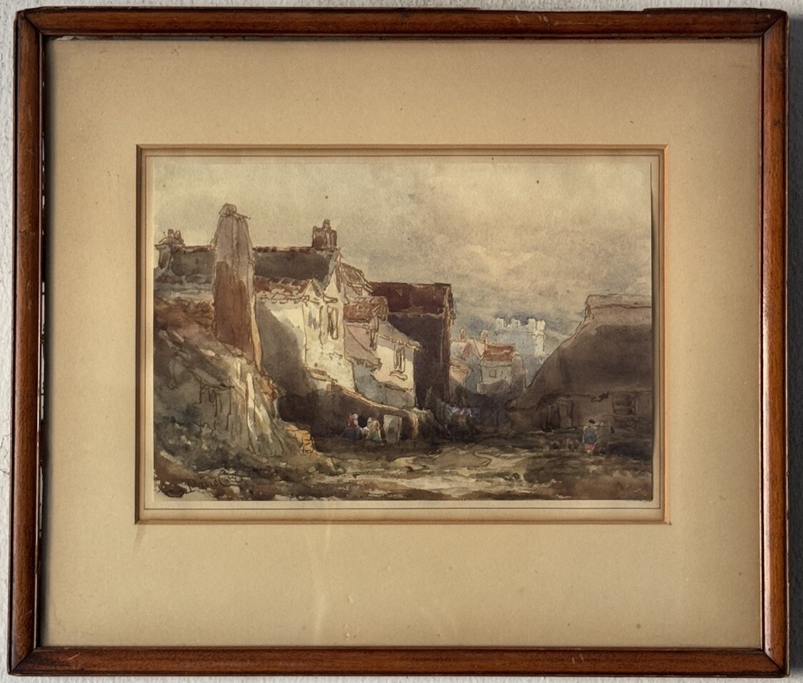 JAN DAVID COL OLD 19TH CENTURY ANTIQUE BELGIUM LANDSCAPE WATERCOLOR PAINTING
