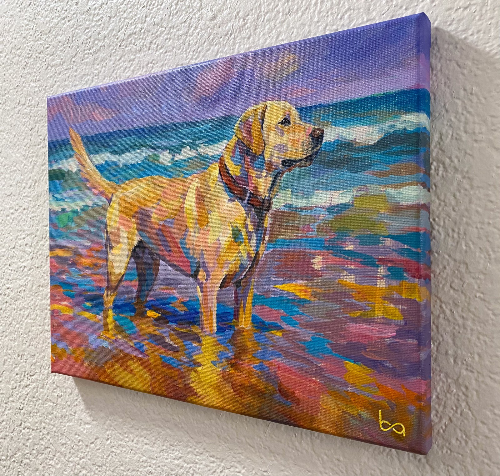 Impressionist Labrador Retriever Beach Painting Original Acrylic Dog Ocean Art