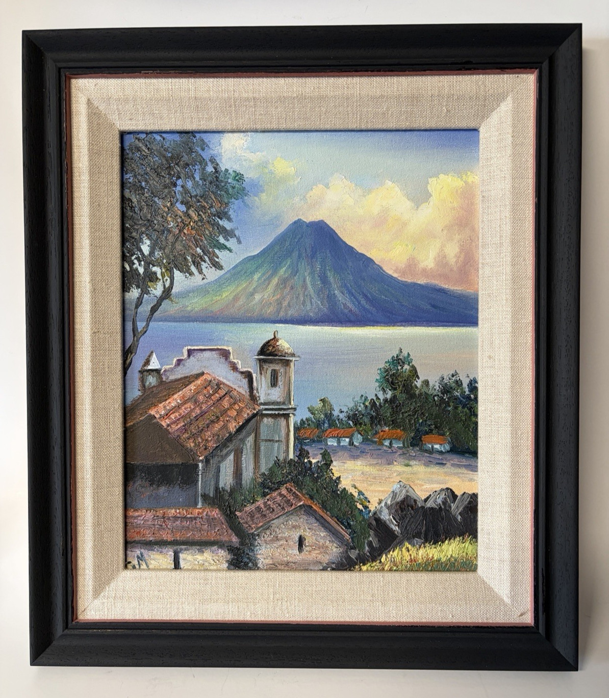 Original Oil On Canvas Mount Vesuvius Naples Italy Professionally Framed Matted