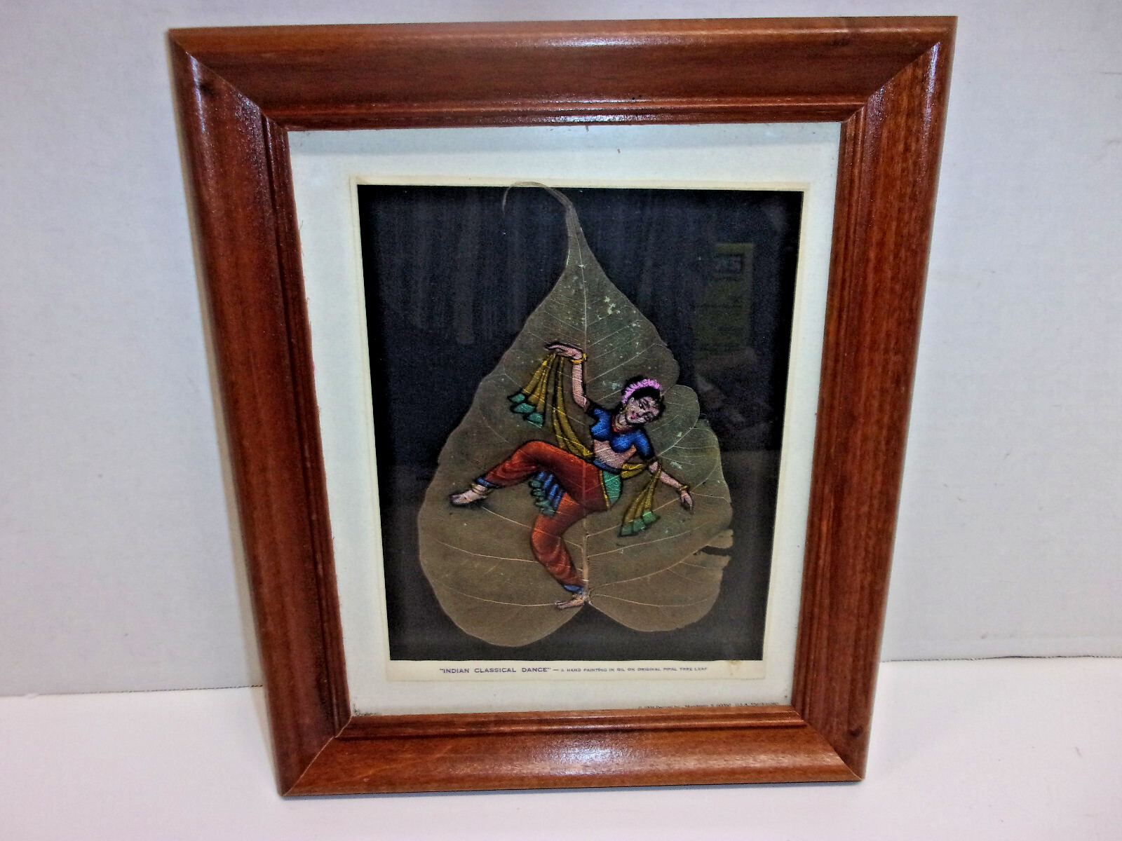 Indian Classical Dance A Hand Painting In Oil On Original Pipal Tree Leaf