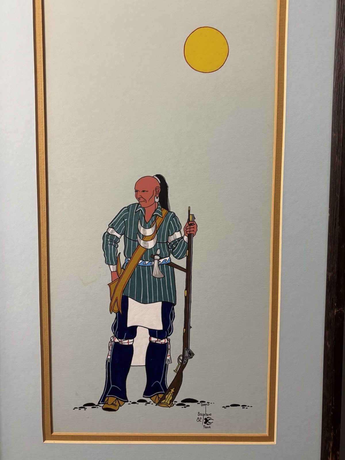 David Stephens Original Painting (Cherokee Warrior) Vintage 1982
