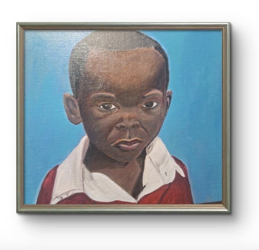 Original Hand Painted Acrylic 8×8 Portrait Panel Vibrant Home Decor Signed