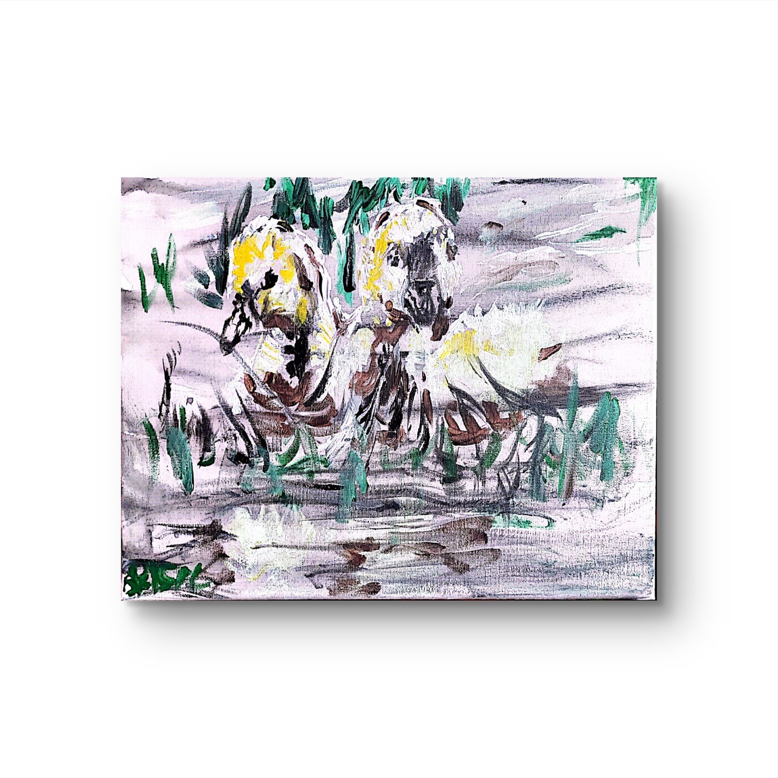 Duck In Water Contemporary Expressionist Original Painting