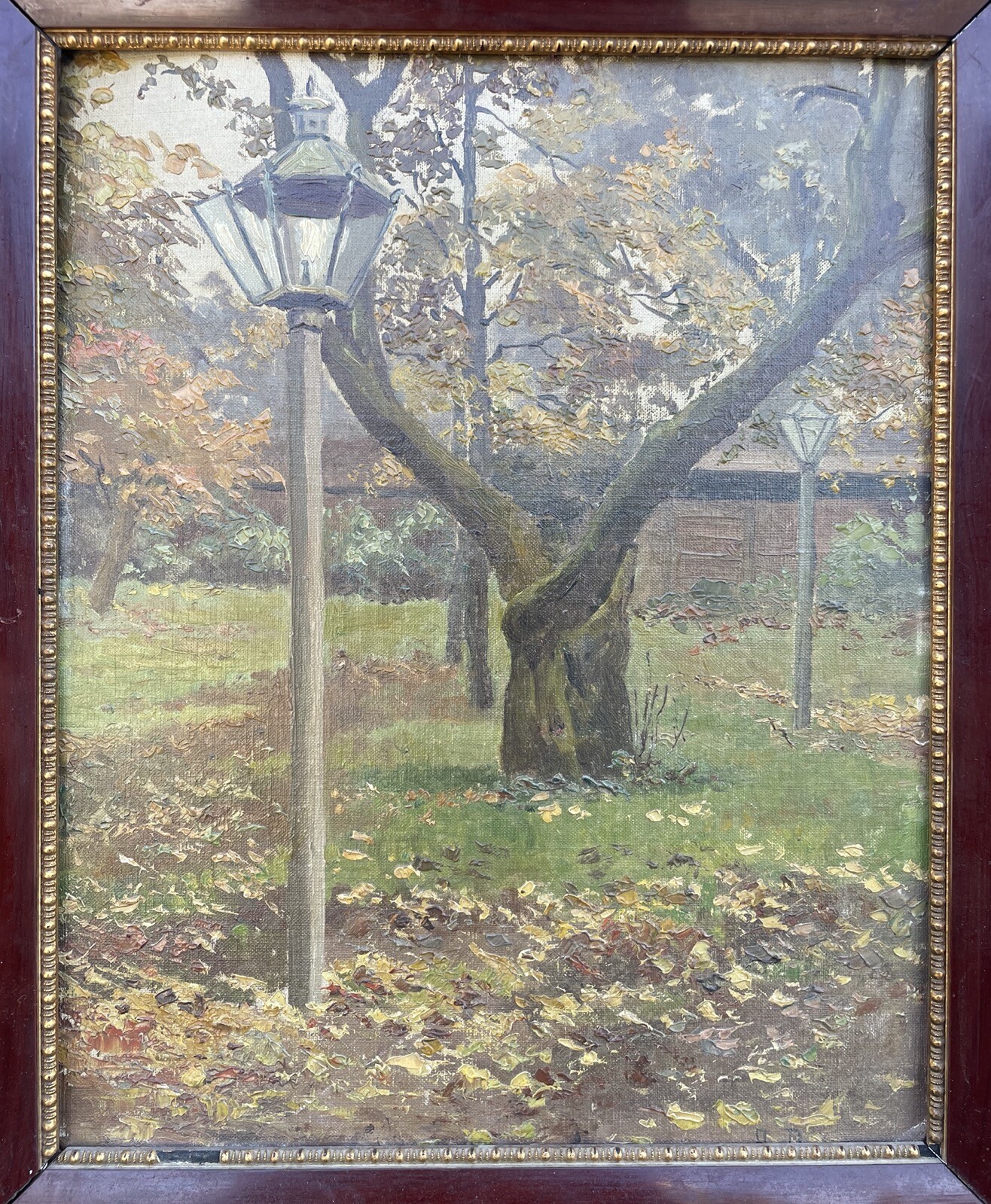 Impressionist Autumn Park Landscape Trees Lanterns Berlin Schöneberg
