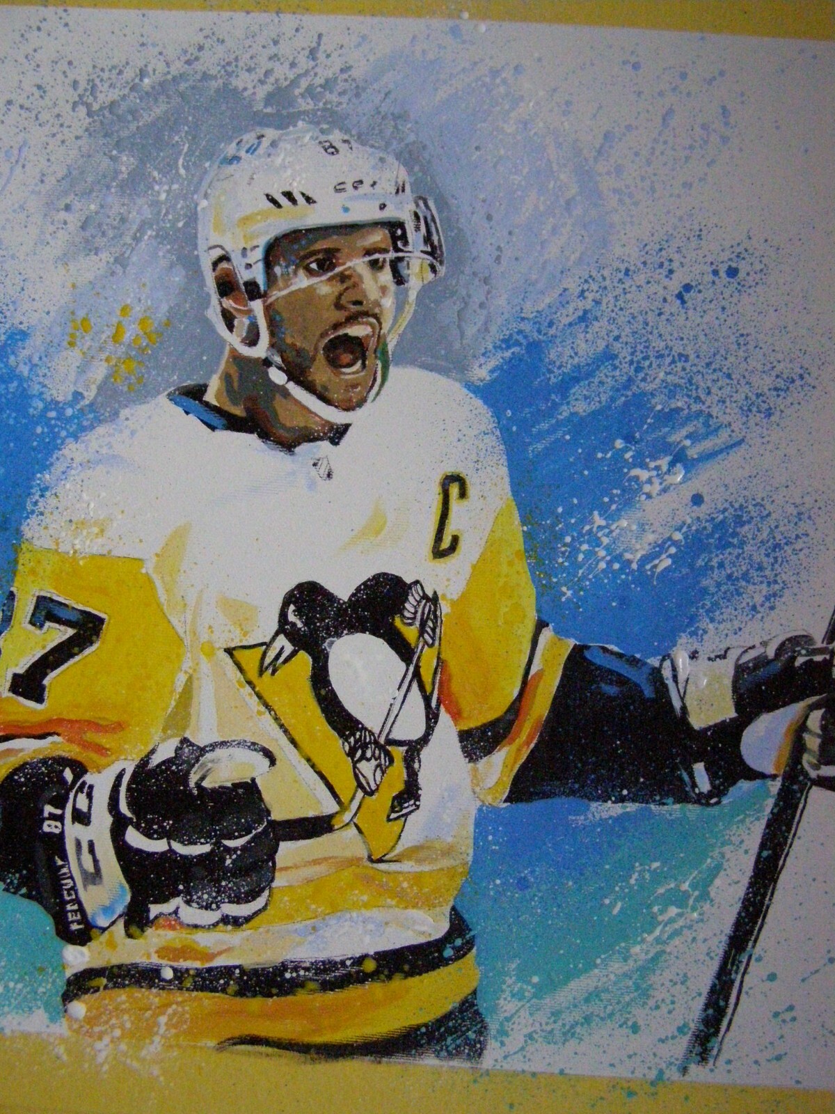 Sidney Crosby NHL Hockey Penguins Original Acrylic Oil Painting Art By Artist