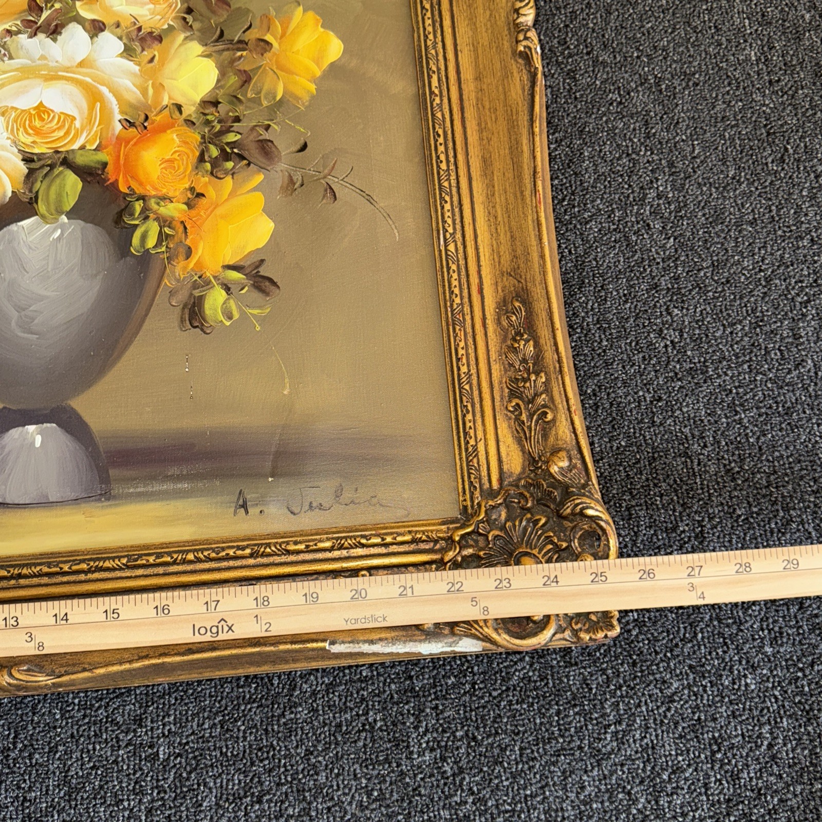 Original Painting By Ann Julia Rant Signed Flowers In Vase Still Life On Canvas