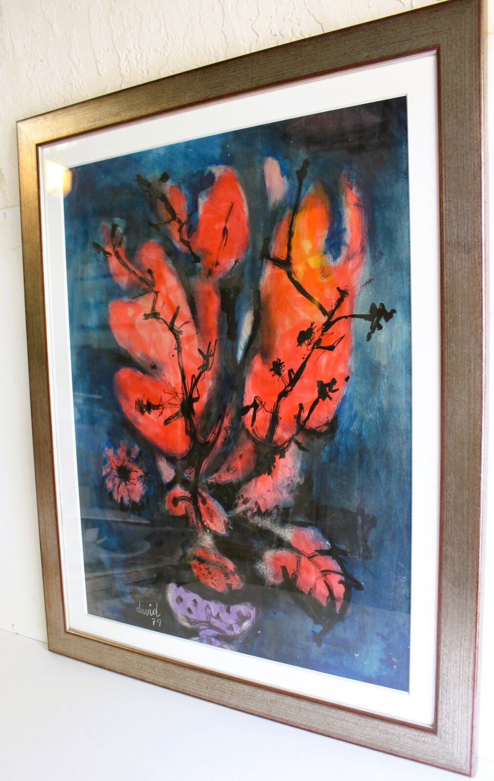 JUAN DAVID POSADA 1911-1981 MIXED MEDIA PAINTING 1979 SIGNED CUBAN LISTED ARTIST