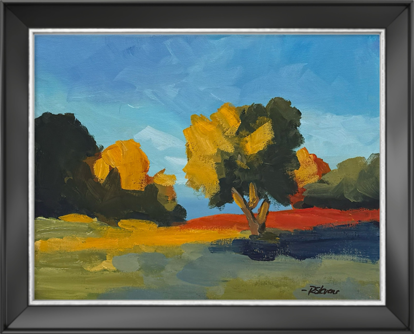 R Stevens Original Autumn Landscape Painting 11×14 Contemporary Art